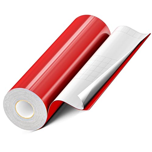 EPRCUT Red Permanent Vinyl, 12'' x 50 FT Adhesive Vinyl Compatible with Cricut, Silhouette, Cameo Cutters, for Signs, Scrapbooking and Mugs
