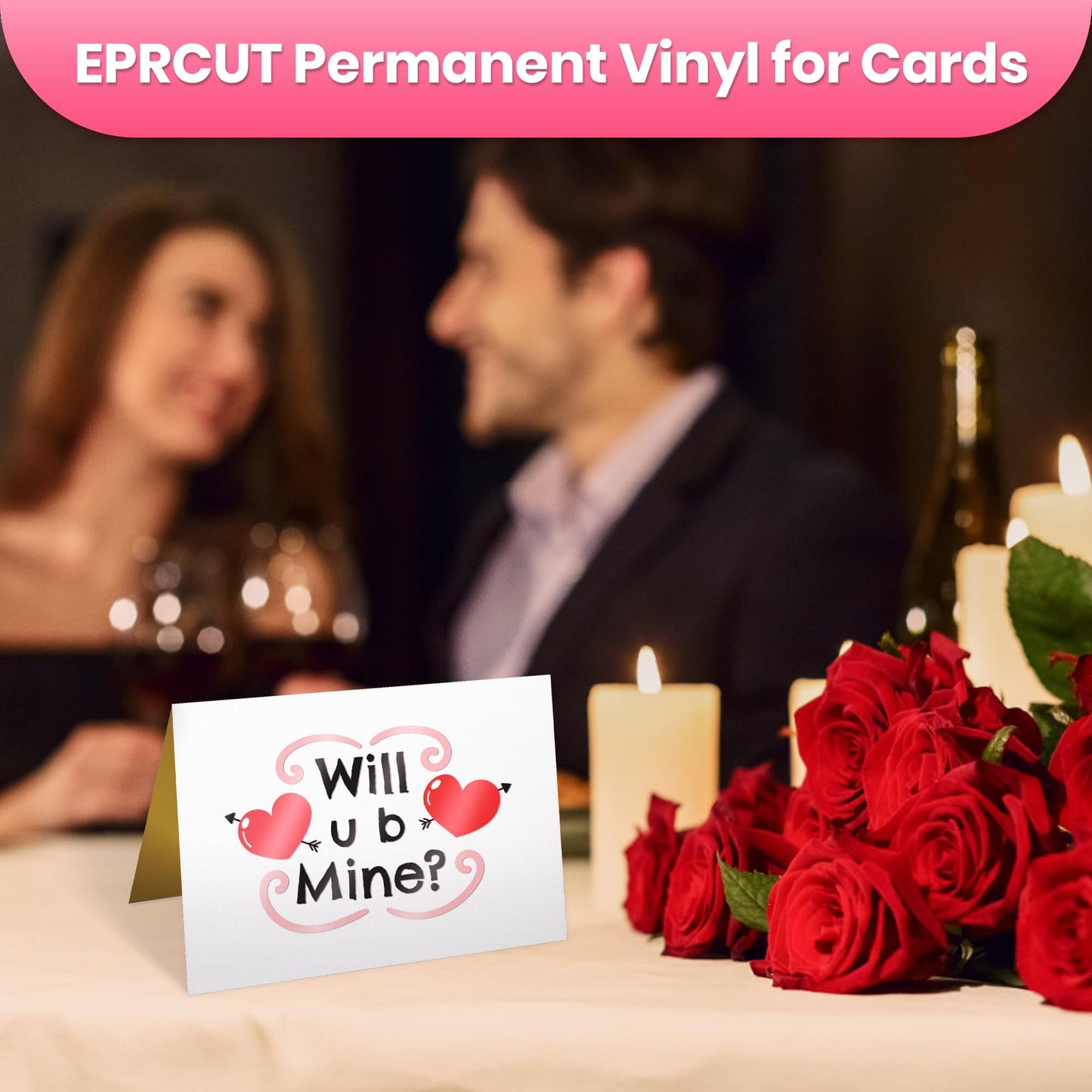 EPRCUT Red Permanent Vinyl 12'' x 15FT roll for All Cutting Machine, Outdoor Waterproof Permanent Glossy Vinyl, Home DIY Craft Stickers Home Decor Wall Decals, DIY Mug