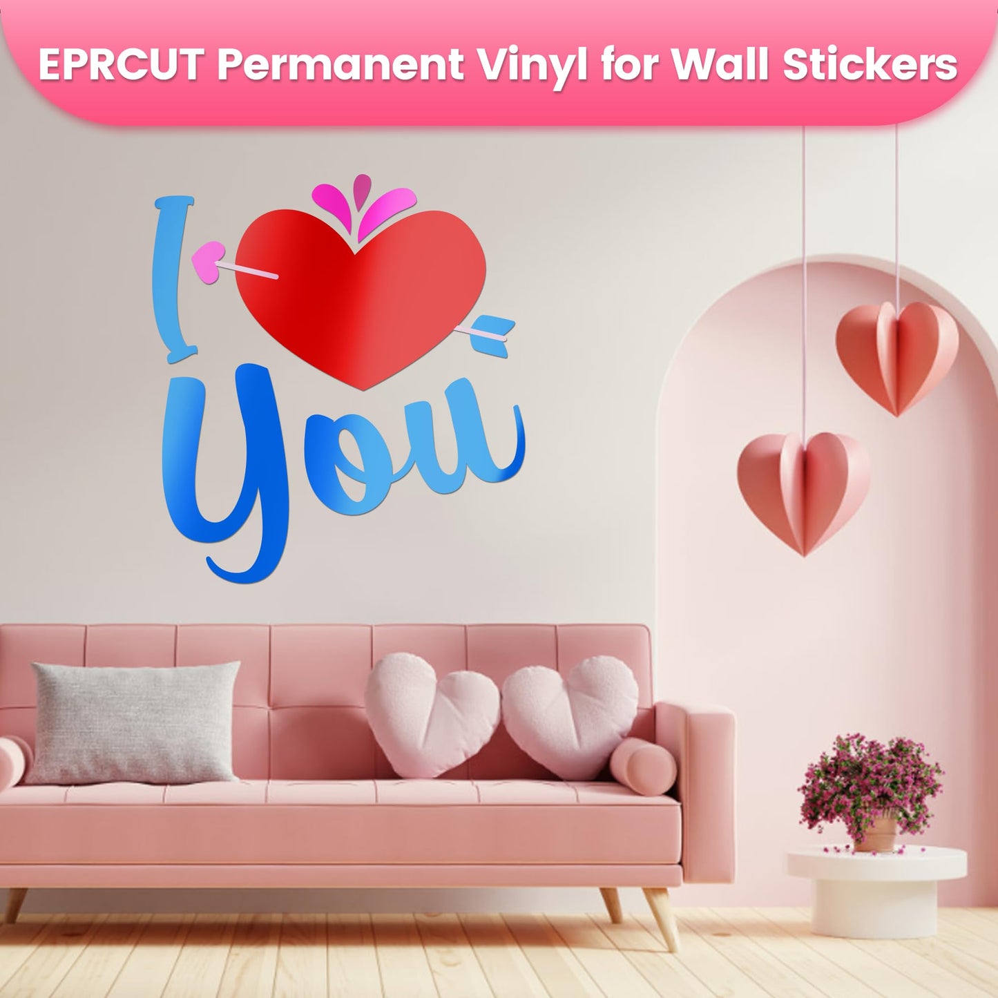 EPRCUT Red Permanent Vinyl 12'' x 15FT roll for All Cutting Machine, Outdoor Waterproof Permanent Glossy Vinyl, Home DIY Craft Stickers Home Decor Wall Decals, DIY Mug