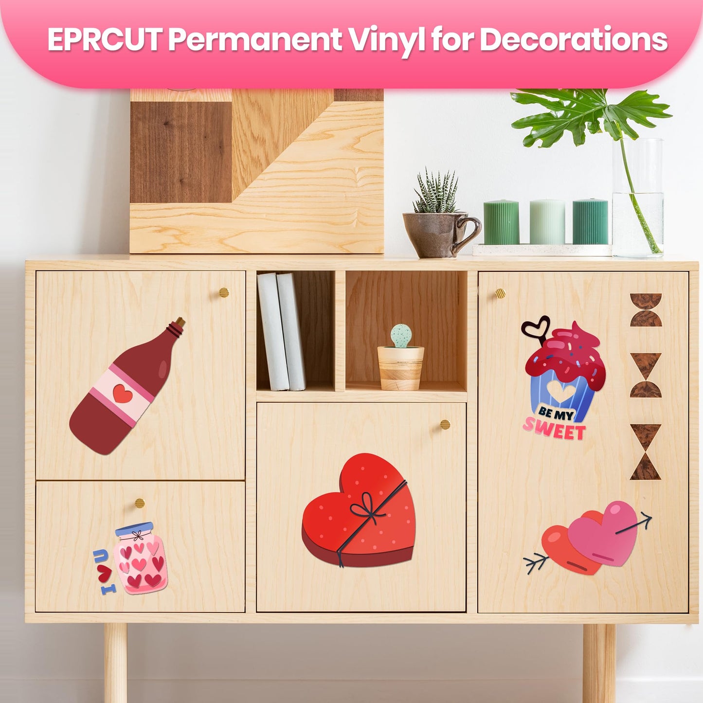 EPRCUT Red Permanent Vinyl 12'' x 15FT roll for All Cutting Machine, Outdoor Waterproof Permanent Glossy Vinyl, Home DIY Craft Stickers Home Decor Wall Decals, DIY Mug