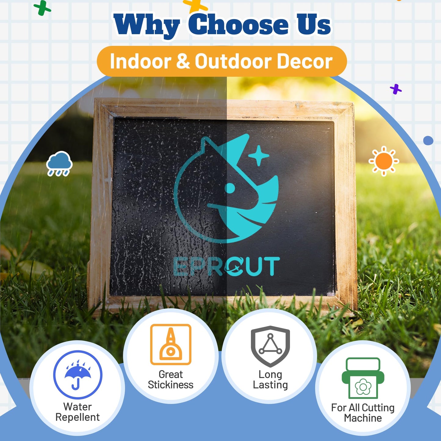 EPRCUT Gold Permanent Vinyl, 12'' x 15FT Golden Adhesive Vinyl Roll for Cricut Machine, Silhouette Cutter, Glossy Gold Vinyl for Wedding Decorations, DIY Birthday Party, Car Decals, Daily Wall Stickers