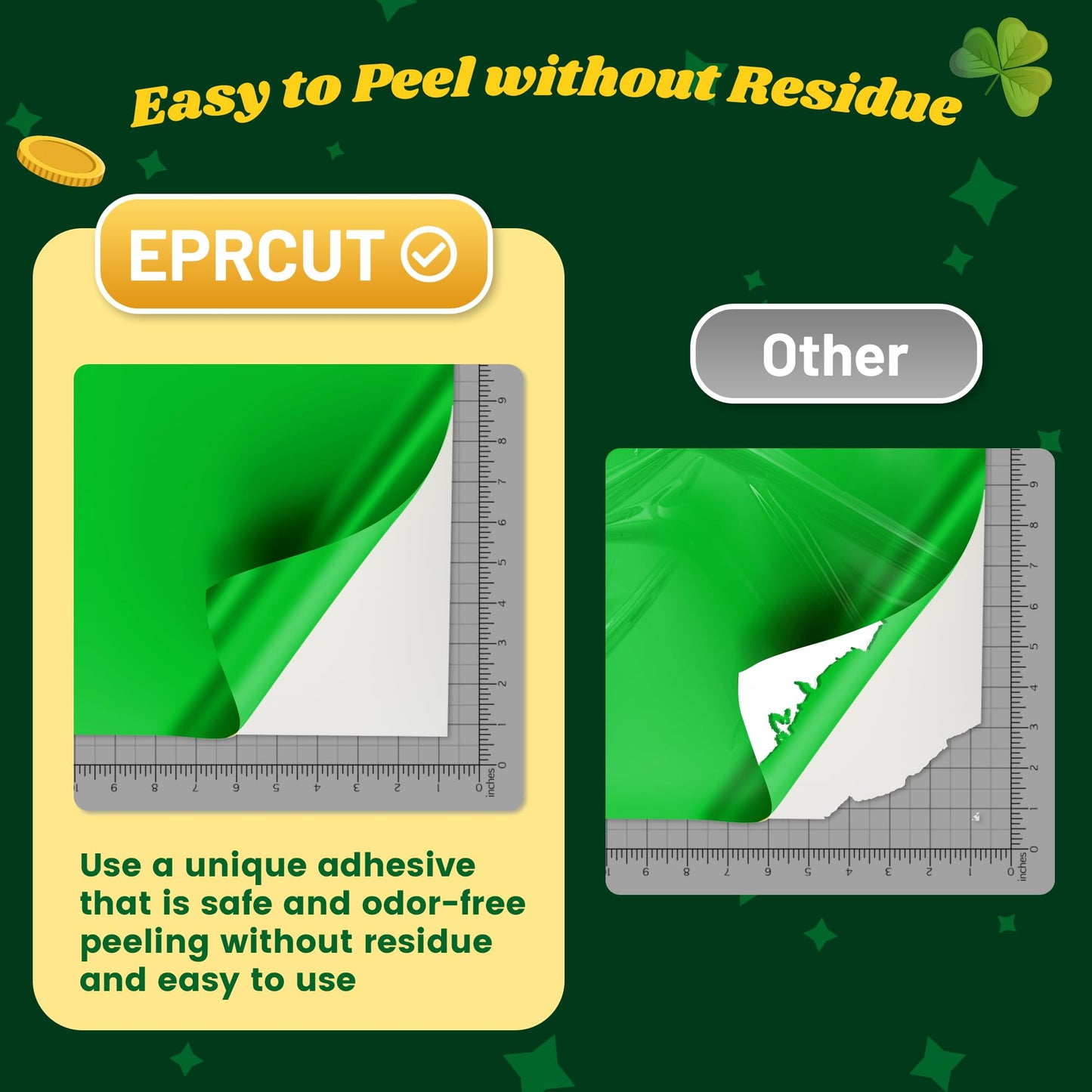 EPRCUT Green Permanent Vinyl 12'' x 15FT roll for All Cutting Machine, Outdoor Permanent Glossy Vinyl, Home DIY Craft Stickers Home Decor Wall Decals, DIY Mug